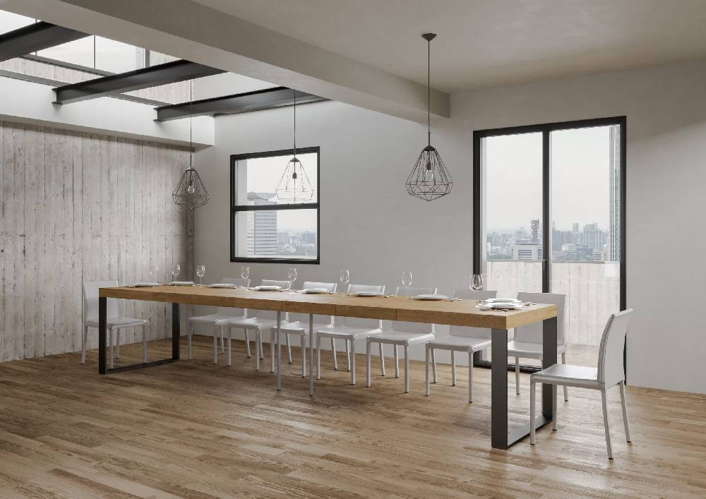 Itamoby Tavolo Tecno Premium Allungabile piano Quercia Natura 90×180 Allungato 440 telaio Antracite Offerta speciale della fabbrica
