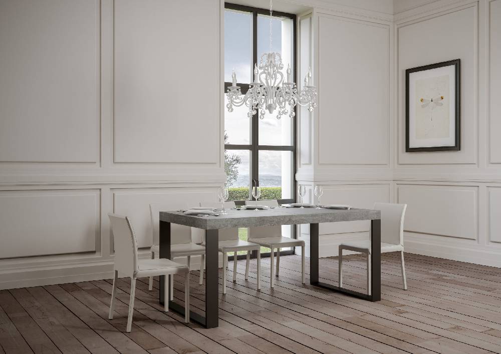 Itamoby Tavolo Tecno Premium Allungabile piano Cemento 90×130 Allungato 390 telaio Antracite Enormi sconti