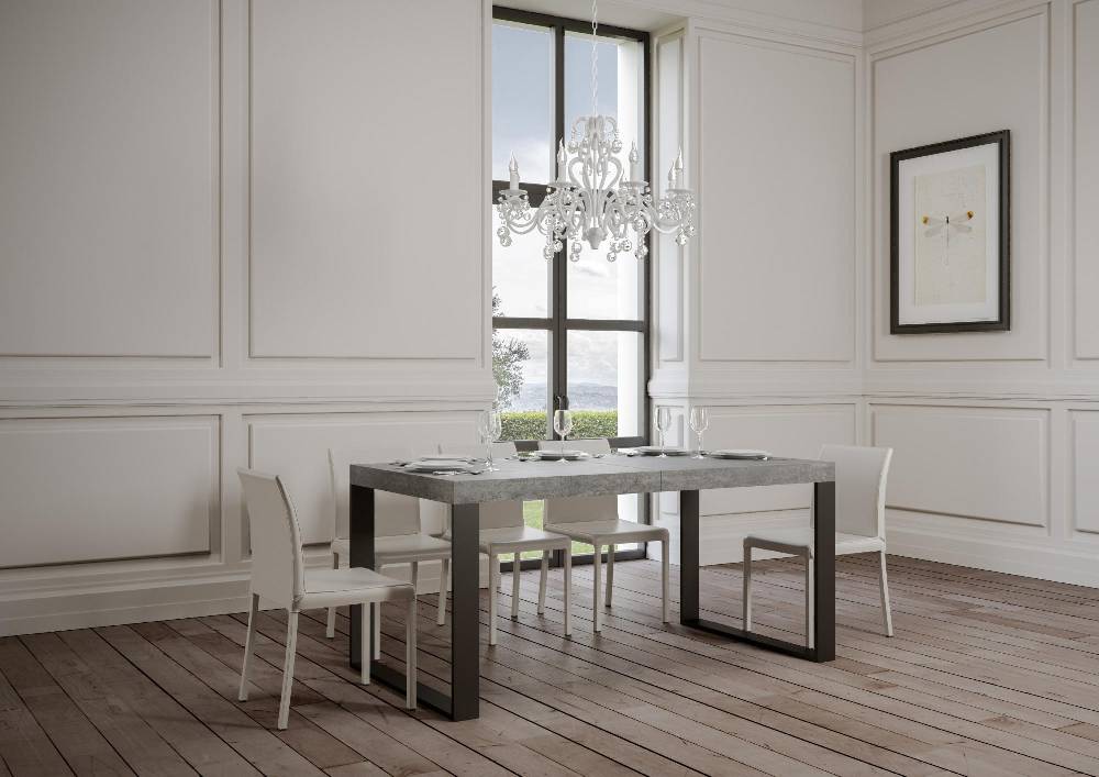 Itamoby Tavolo Tecno Premium Allungabile piano Cemento 90×180 Allungato 284 telaio Antracite Limitato a 3 giorni