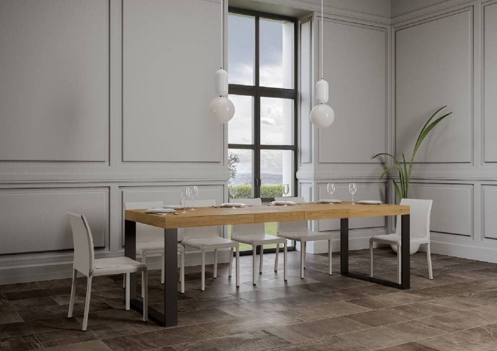 Itamoby Tavolo Tecno Premium Allungabile piano Quercia Natura 90×160 Allungato 264 telaio Antracite 50% di sconto per tempo limitato