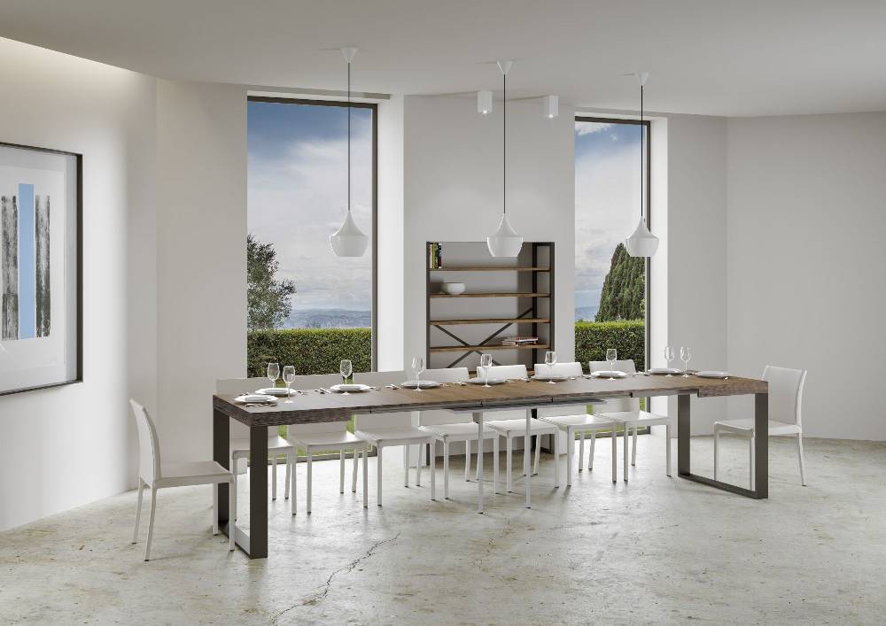 Itamoby Tavolo Tecno Allungabile piano Noce 90×160 Allungato 420 telaio Antracite Grande vendita