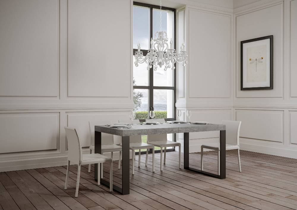 Itamoby Tavolo Tecno Allungabile piano Cemento 90×180 Allungato 284 telaio Antracite Offerta Pasqua