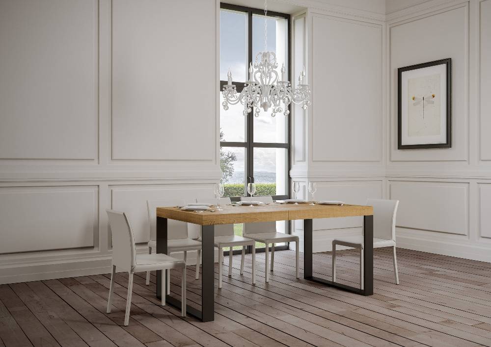 Itamoby Tavolo Tecno Allungabile piano Quercia Natura 90×180 Allungato 284 telaio Antracite Offerta per la Festa della Mamma