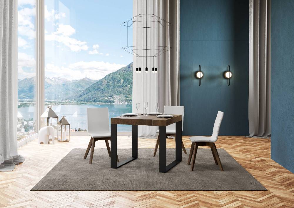 Itamoby Tavolo Tecno Allungabile piano Noce 90×90 Allungato 246 telaio Antracite Offerta temporanea