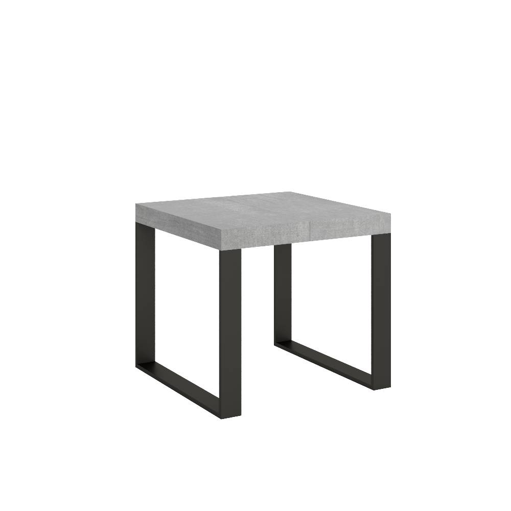 Itamoby Tavolo Tecno Allungabile piano Cemento 90×90 Allungato 246 telaio Antracite