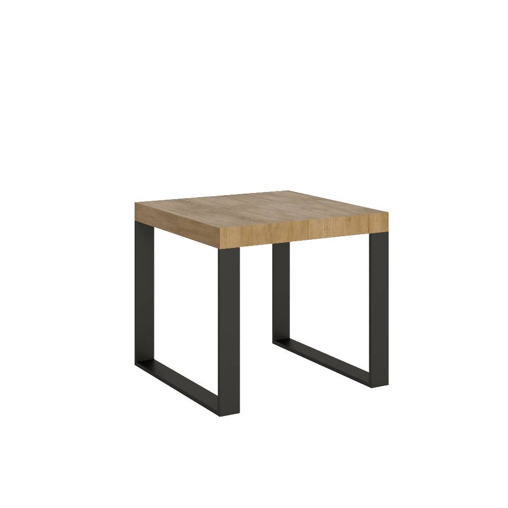 Itamoby Tavolo Tecno Allungabile piano Quercia Natura 90×90 Allungato 246 telaio Antracite