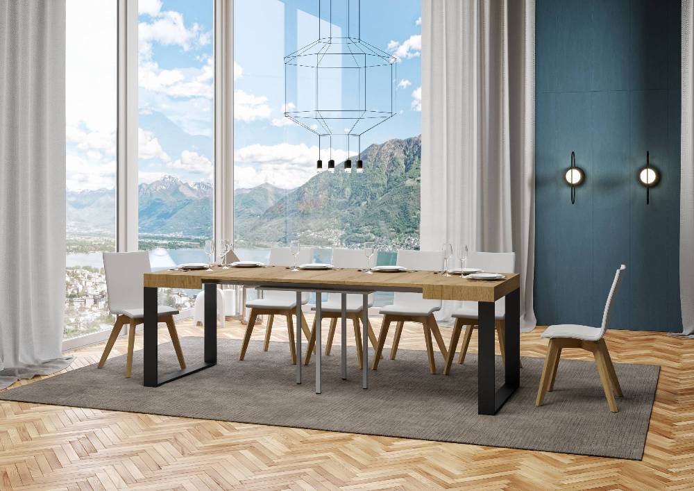 Itamoby Tavolo Tecno Allungabile piano Quercia Natura 90×90 Allungato 246 telaio Antracite Lightning offer