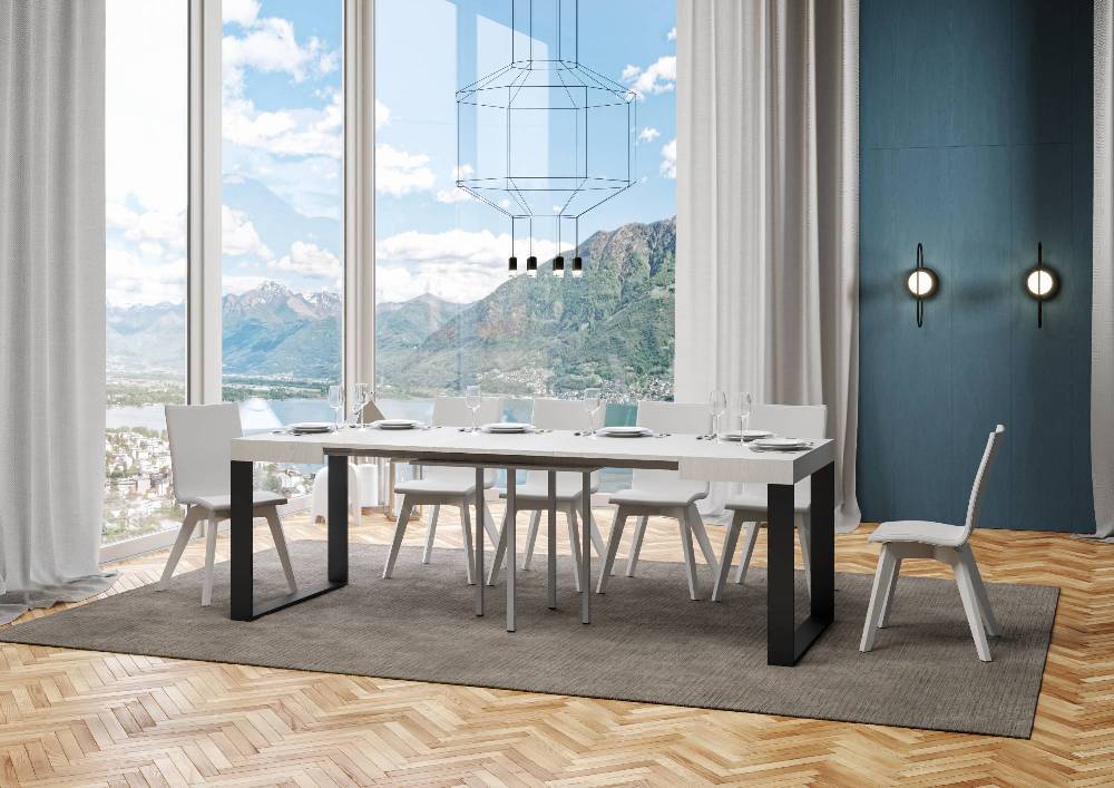 Itamoby Tavolo Tecno Allungabile piano Bianco Frassino 90×90 Allungato 246 telaio Antracite Grandi sconti