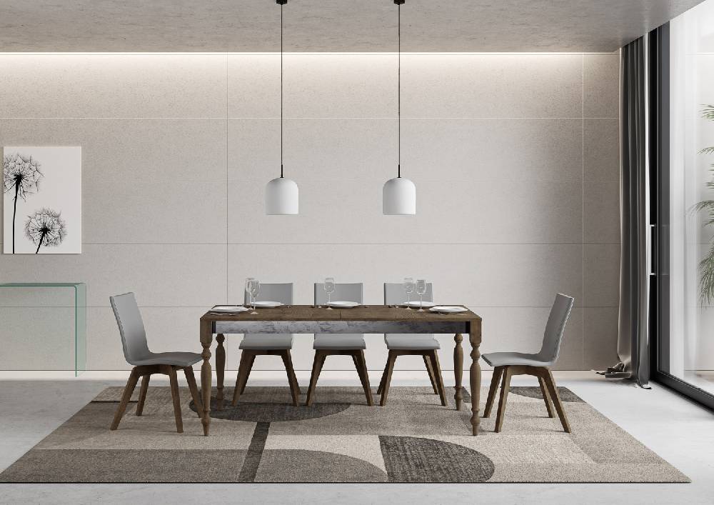 Itamoby Tavolo Romagna Iron Noce 90×160 allungato 90×264 telaio grigio 142 Nuovi prodotti