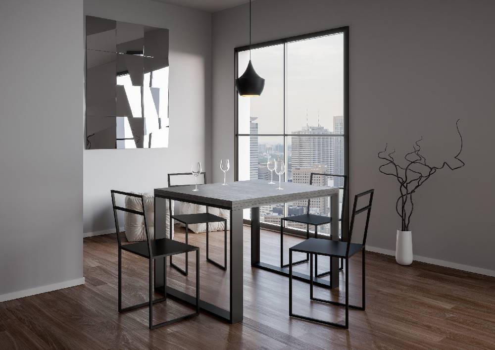 Itamoby Tavolo Tecno Libra Cemento 90×120 Allungato 90×240 telaio Antracite Bestseller