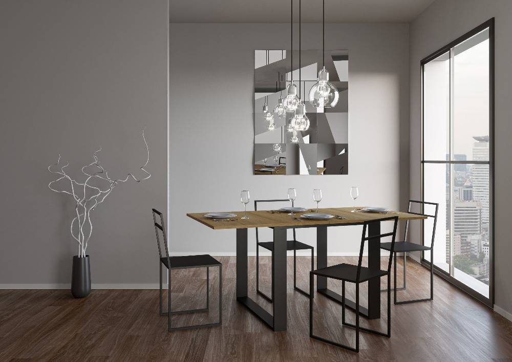 Itamoby Tavolo Tecno Libra Quercia Natura 90×90 Allungato 90×180 telaio Antracite Comprane uno, ottenene uno gratis