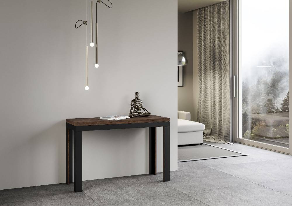 Itamoby Tavolo Linea Double Noce 120×45 aperto/Allungato 120×90/200×90 gambe/telaio Antracite Offerte giornaliere