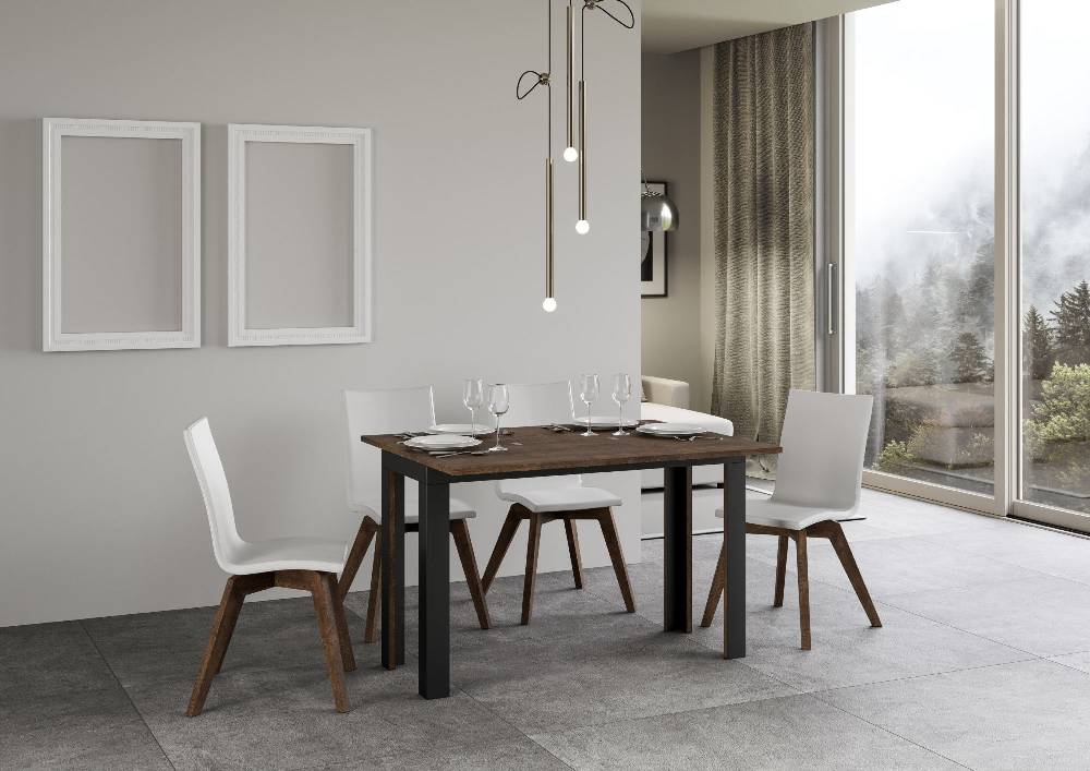 Itamoby Tavolo Linea Double Noce 120×45 aperto/Allungato 120×90/200×90 gambe/telaio Antracite Offerte giornaliere