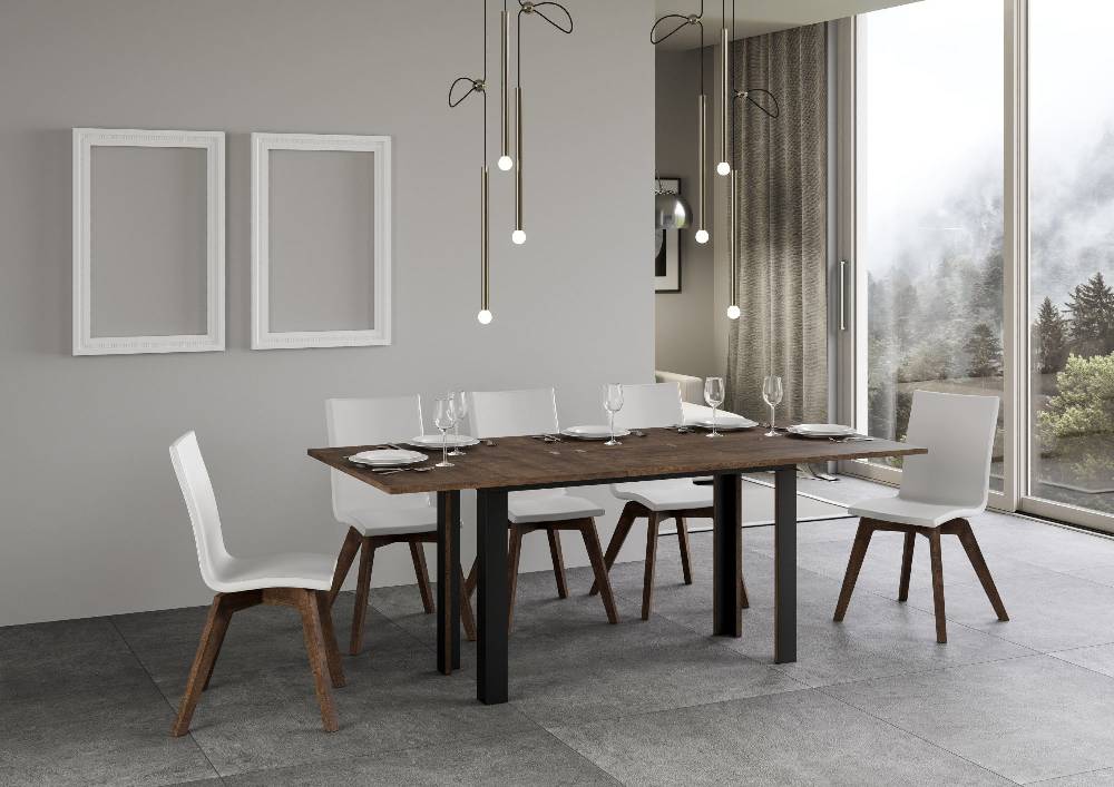 Itamoby Tavolo Linea Double Noce 120×45 aperto/Allungato 120×90/200×90 gambe/telaio Antracite Offerte giornaliere