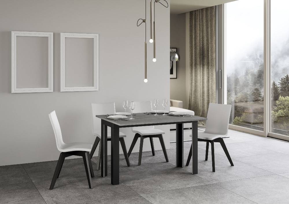 Itamoby Tavolo Linea Double Cemento 120×45 aperto/Allungato 120×90/200×90 gambe/telaio Antracite Offerte speciali