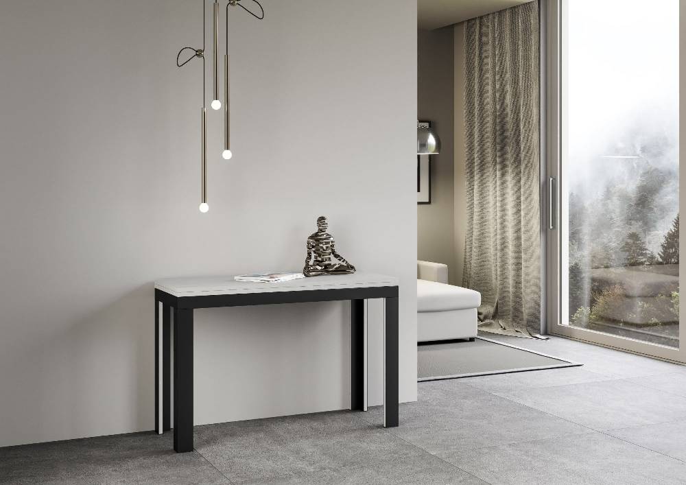 Itamoby Tavolo Linea Double Bianco Frassino 120×45 aperto/Allungato 120×90/200×90 gambe/telaio Antracite Enormi risparmi