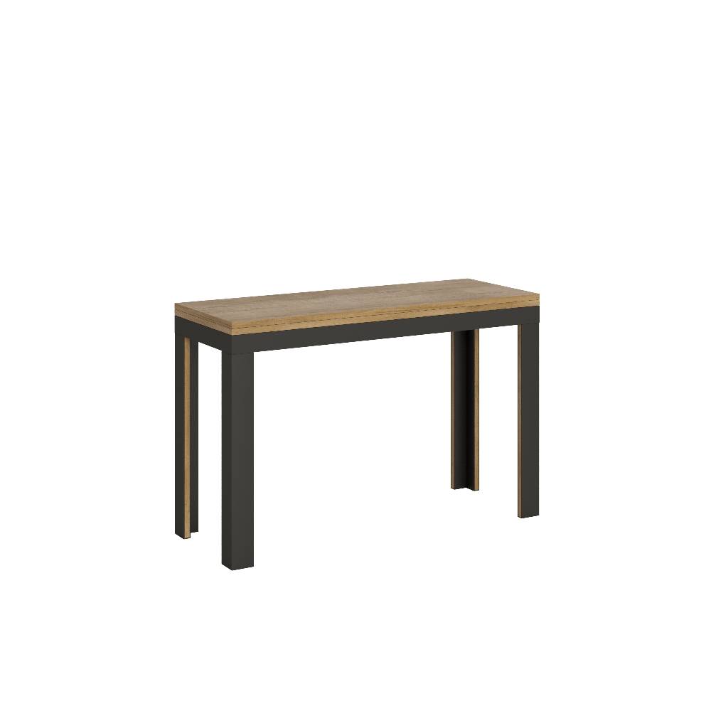 Itamoby Tavolo Linea Double Quercia Natura 120×45 aperto/Allungato 120×90/200×90 gambe/telaio Antracite