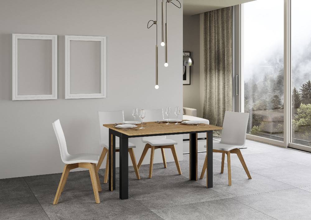 Itamoby Tavolo Linea Double Quercia Natura 120×45 aperto/Allungato 120×90/200×90 gambe/telaio Antracite Sconti VIP