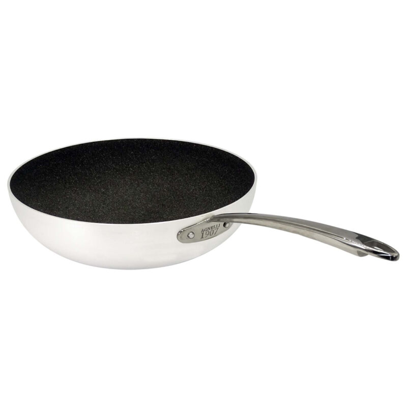 Pentole Agnelli Wok antiaderente Shark Skin a fondo piano in alluminio 3mm – 1 manico 1907 Promozione
