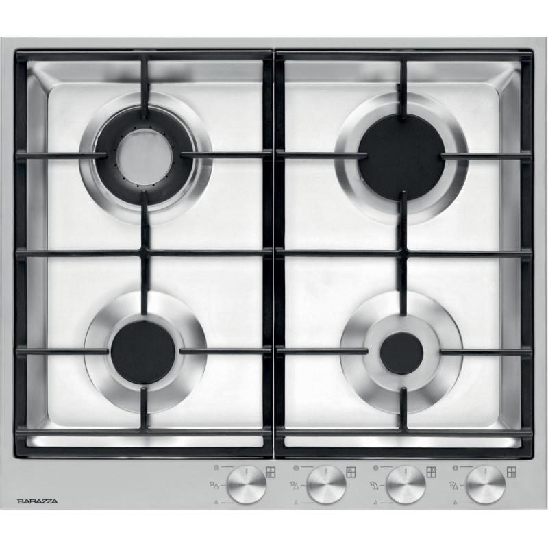 Barazza 1PBF64 piano cottura Nero Acciaio inox Da incasso Gas 4 Fornello(i)