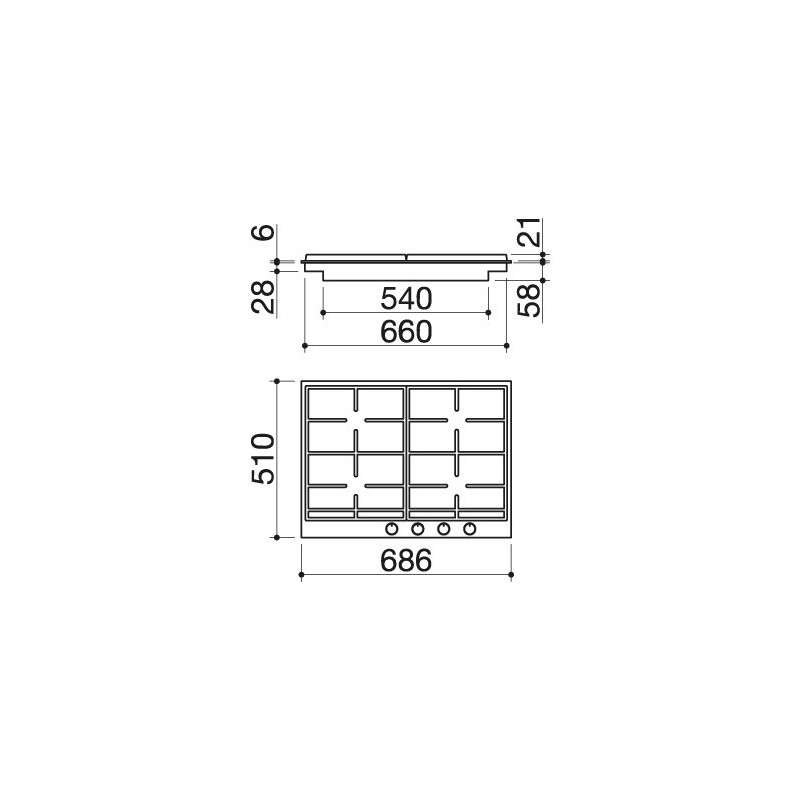 Barazza 1PBF74 piano cottura Nero Acciaio inox Da incasso Gas 4 Fornello(i) Novità