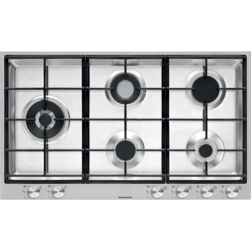 Barazza 1PBF95 piano cottura Nero Acciaio inox Da incasso Gas 5 Fornello(i)