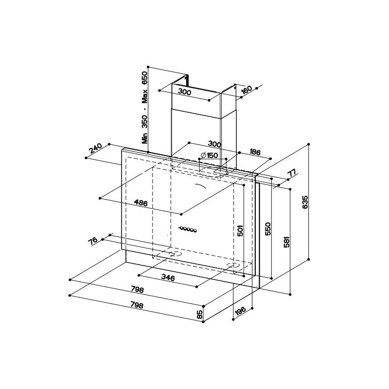 FABER S.p.A. Talika CT A80 Cappa aspirante a parete Titanio 560 m³/h Nuovo