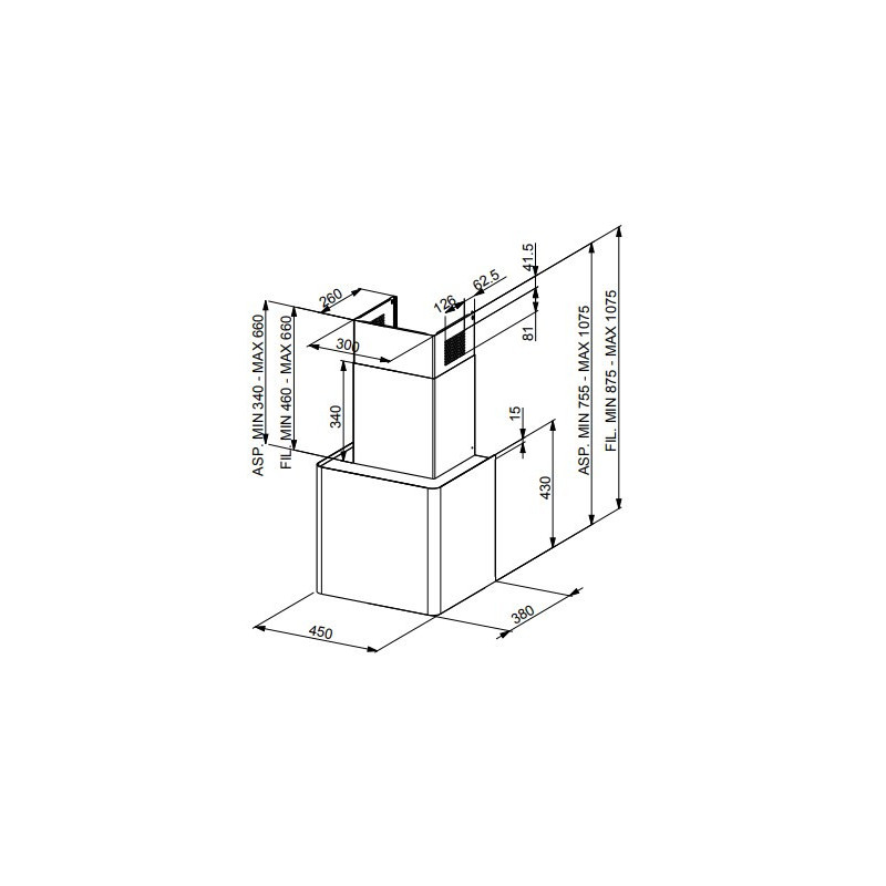 FABER S.p.A. Lithos EG6 WH Led A45 Cappa aspirante a parete Bianco 580 m³/h C Pezzi Unici