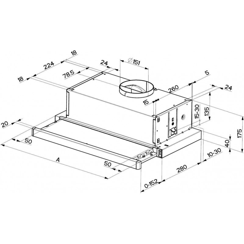 FABER 315.0635.133 Cappa Cucina Aspirante Sottopensile FLEXA NG HIP AM/X A60 420m3/h Acciaio Inox Offerta