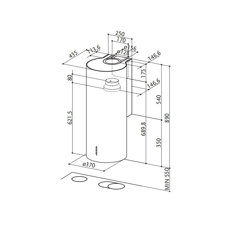 FABER S.p.A. Cylindra/2 EV8 2EL XH890 Cappa aspirante a parete Acciaio inox 570 m³/h C 2025