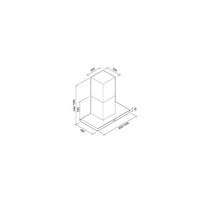 Falmec Lumina NRS Cappa aspirante a parete Nero Acciaio inox 800 m³/h B