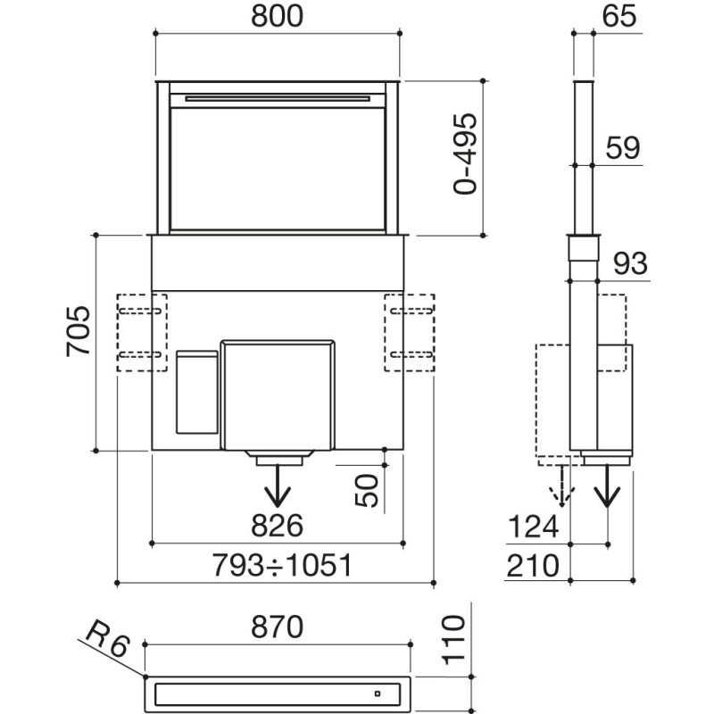 Barazza 1KBDD9 cappa aspirante Aspirazione verso il basso Acciaio inox 1000 m³/h C Italy