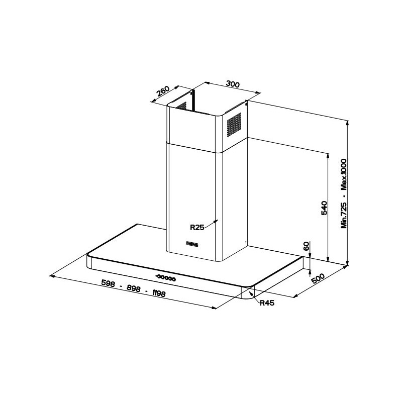 FABER S.p.A. T-Light Inox A90 Evo Cappa aspirante a parete Acciaio inox 690 m³/h Sconto
