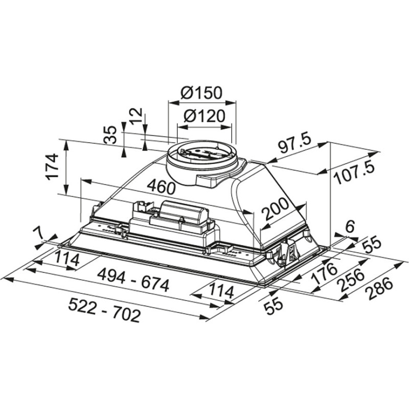 Franke Grupo filtrante 52/70 FBI 705 XS Integrato Acciaio inox 390 m³/h B Vendita Calda