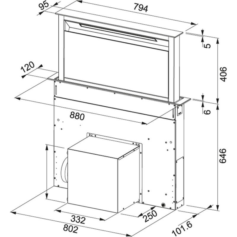 Franke FDW 908 IB XS Aspirazione verso il basso Nero Acciaio inox 420 m³/h B Saldi Di Fabbrica