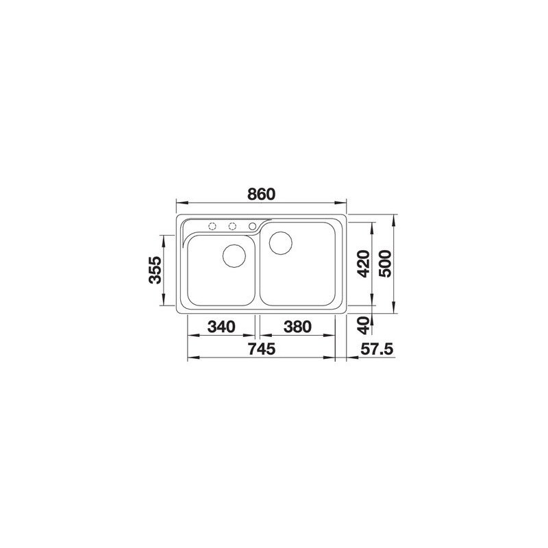 Blanco NOVA 8 1217075 Lavello incasso 86 x 50 cm Silgranit 2 Vasche - Avana RG Novità