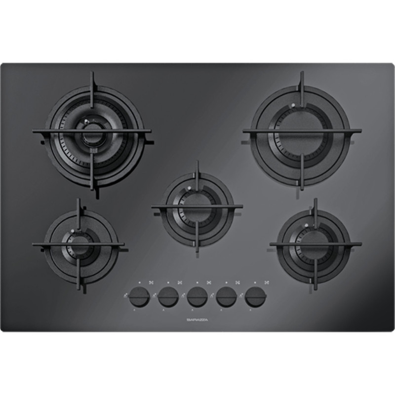 Barazza 1PMD70N piano cottura Nero Da incasso 75 cm Gas 5 Fornello(i) Offerta speciale della fabbrica