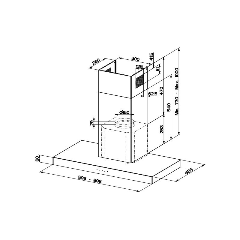 FABER S.p.A. Stilo Glass Smart A60 Cappa aspirante a parete Acciaio inox 690 m³/h B Solo un giorno rimasto