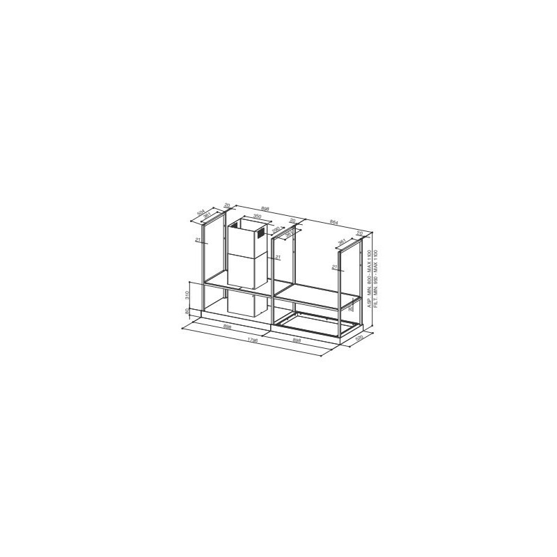 FABER S.p.A. T-Shelf EV8 Titanium Matt A180 Cappa aspirante a isola Titanio 700 m³/h C Italy