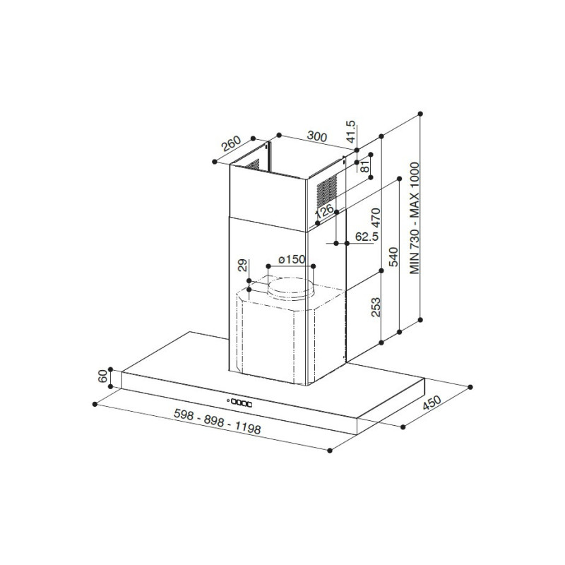 FABER S.p.A. Stilo Comfort X A60 Cappa aspirante a parete Acciaio inox 690 m³/h B Nuovo