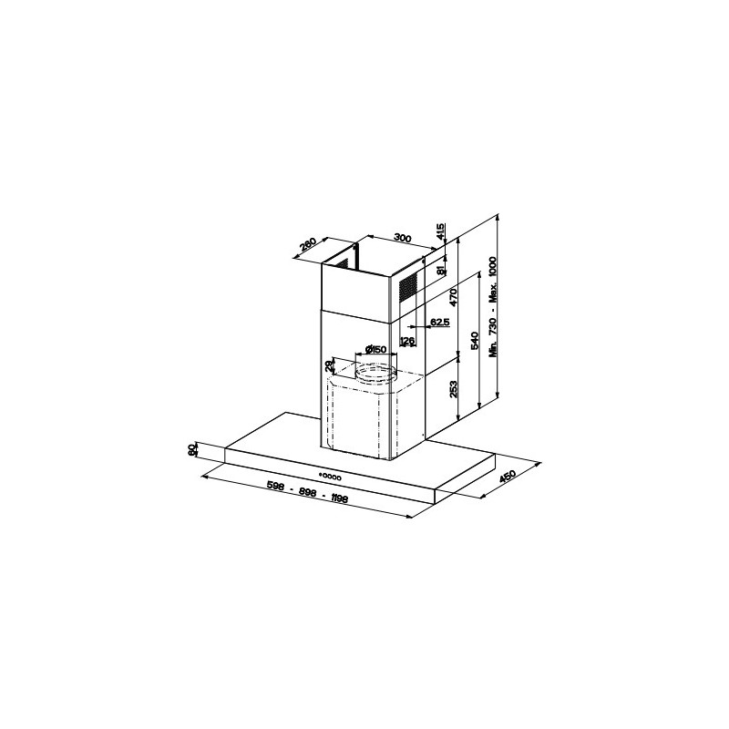 FABER S.p.A. Stilo Comfort X A120 Cappa aspirante a parete Acciaio inox 690 m³/h B Qualità