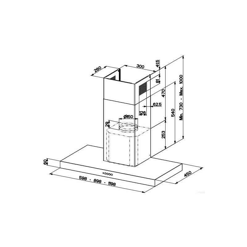 FABER S.p.A. Stilo Comfort BK Matt A120 Cappa aspirante a parete Nero 690 m³/h B Promozione