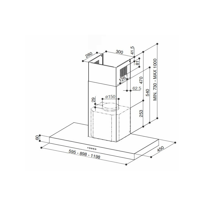 FABER S.p.A. Stilo Smart X A60 Cappa aspirante a parete Acciaio inox 435 m³/h D Consegna Veloce