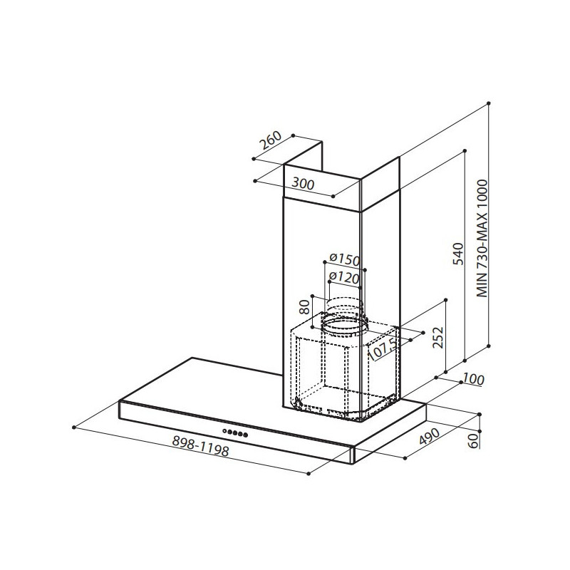 FABER S.p.A. Stilo SRM DX/SP A90 Cappa aspirante a parete Acciaio inox 435 m³/h D Sottocosto