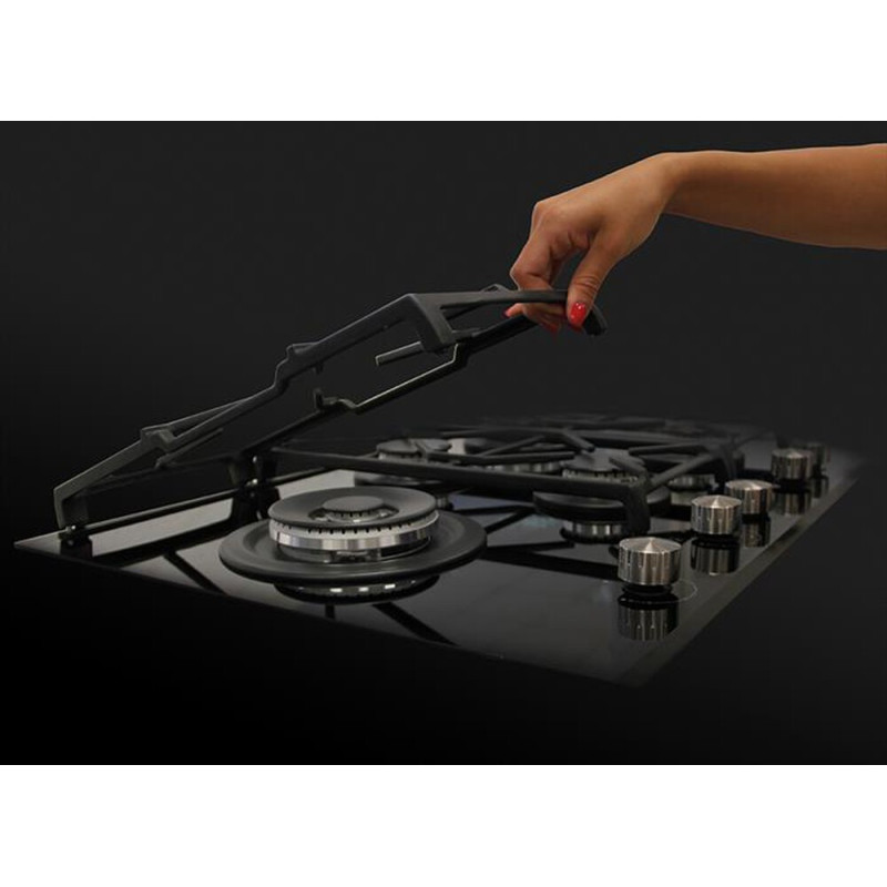 GLEM GAS GV95TXBK Piano cottura da incasso 90cm 5 fuochi gas 1 rapido - Vetro nero Duty-free