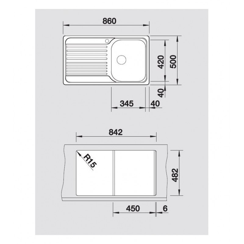 BLANCO 1324947 Lavello Tipo 45 S 1 vasca Dx 86x50cm Acciaio Inox Promozione