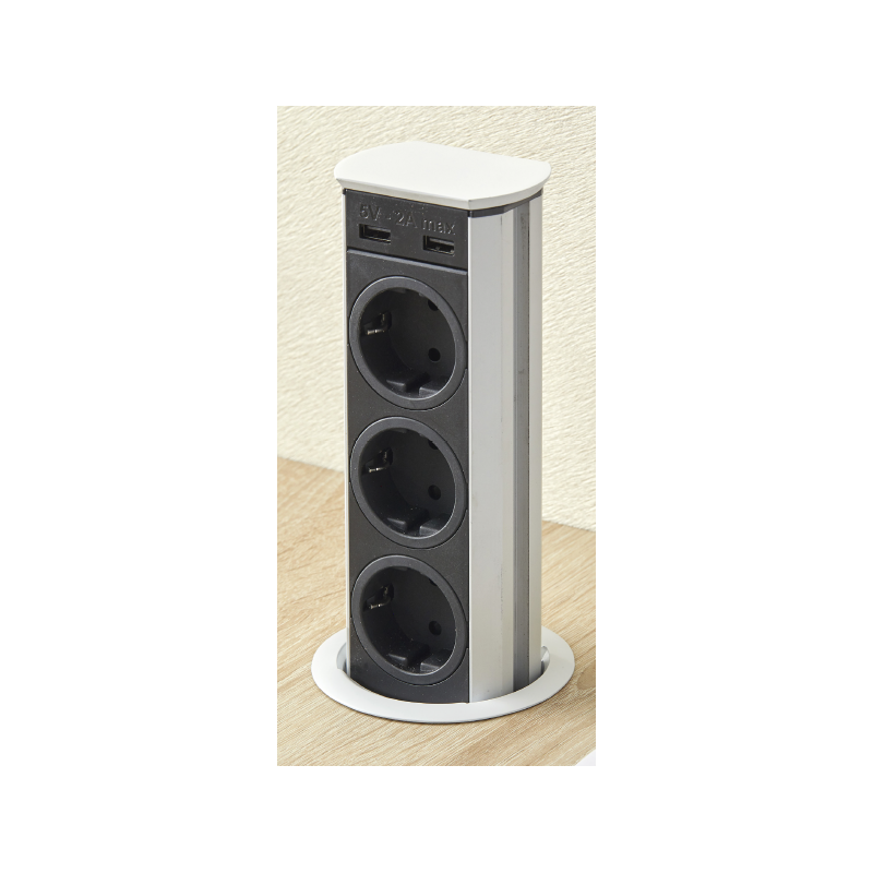 SFL A9503 Torretta multipresa a scomparsa 3 Schuko 2 Usb - Bianco