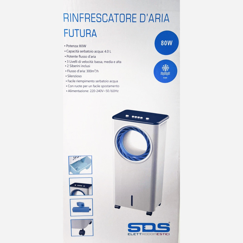 SDS Raffrescatore D'Aria Futura 80 W Capacità 4 0 L Flusso D'aria 300 m3/h - Bianco Latest fashion