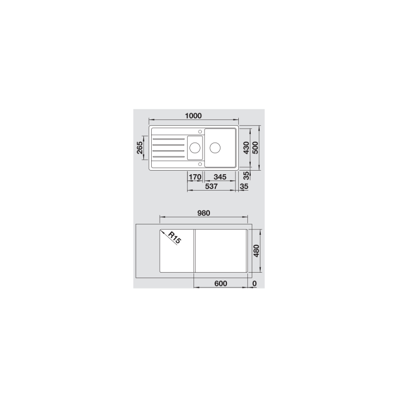 BLANCO LEGRA 6 S 1237304 Lavello incasso 100 x 50 cm Silgranit 2 Vasche e Gocciolatoio - Avana Online Outlet