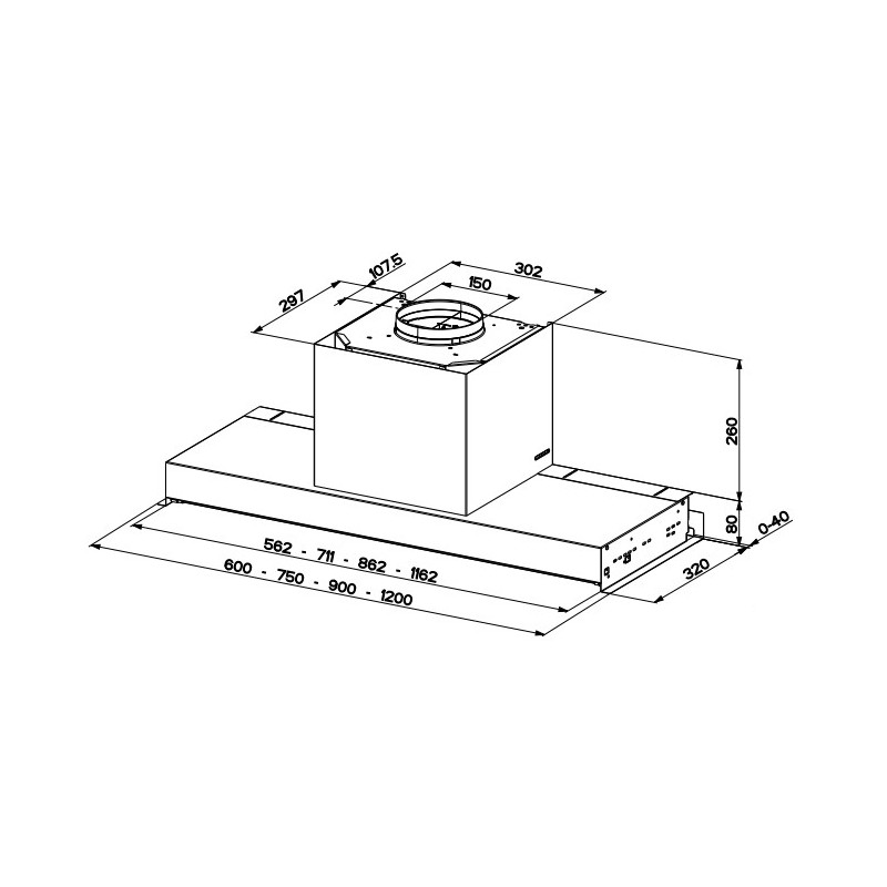 FABER S.p.A. In-Nova Premium EV8+ X A75 Integrato Acciaio inox 670 m³/h Duty-free